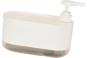 KCHFEVQ Pump Soap Dispenser, 2-in-1 Refillable Storage Organizer with Sponge Holder, Dishwashing Press, for, White