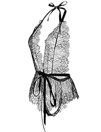 Body de lencería para dama con espalda abierta y encaje en V profundo