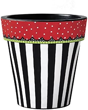 Studio M Frolic Black & White Stripes 15" Art Deco Planter