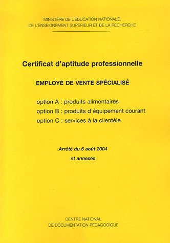 Certificat d'aptitude professionnelle, Employé de vente spécialisée