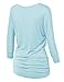 Made By Johnny WT1036 Womens V Neck 3/4 Sleeve Dolman Top with Side Shirring L Aqua