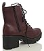 Soda Women's Magpie Faux Leather Lace-Up Combat Mid Heel Military Ankle Boots