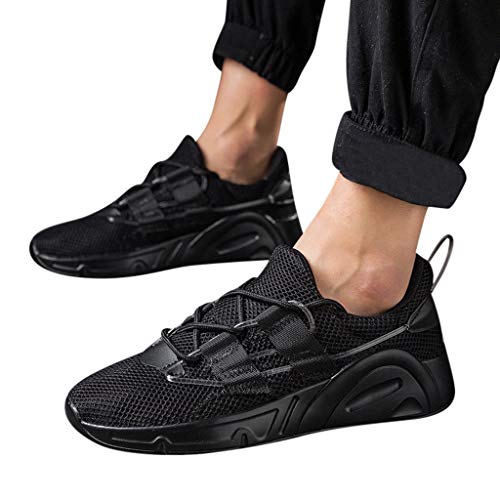 DondPO Men's Walking Athletic Shoes Comfort Casual Sneaker Cross Training Running Footwear Tennis Racquetball Indoor Black - Thumbnail 3