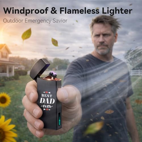 Dad Gifts for Fathers Day, Coquimbo Electric Lighter USB Rechargeable Lighter, Flameless Dual Arc Plasma Windproof Lighter for Candle Incense Fireplace, Gift for Dad Adults Men Him