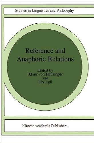 Reference And Anaphoric Relations Studies In Linguistics - 