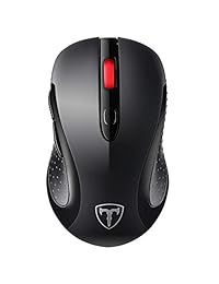 VicTsing mouse inalámbrico 2.4G, mouse óptico inalámbrico para laptop con receptor Nano USB, 6 botones, 5 niveles ajustables de DPI, 15 meses de duración de la batería, Negro