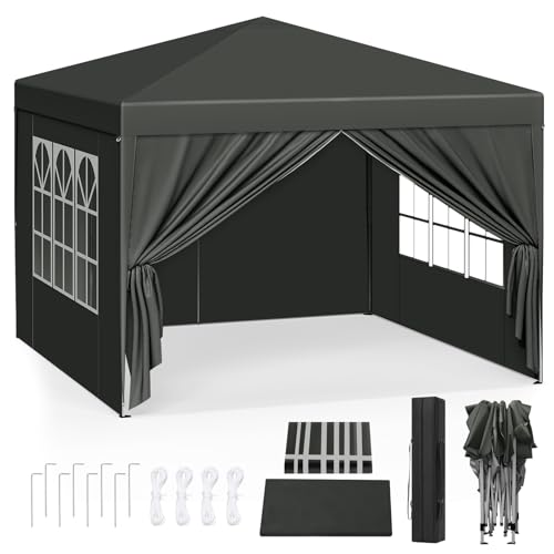 WOLTU Pavillon Pop-Up wasserdichter Faltpavillon Sonnenschutz Event Pavillon mit Seitenwänden Gartenpavillon auf Terrasse Camping Festival Pagodenzelt