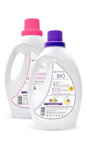 KUXTAL Detergente y Suavizante para Ropa, Hechos con Ingredientes Naturales, Limpieza Profunda y Ropa Suave, Aroma Floral y Pino, Suave con la Piel Sensible, Biodegradables Certificación OECD 301-A