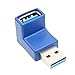VCZHS USB3.0 AM to AF L Shape Converter Adapter USB 3.0 A Male to A Female 90 Degree Angle Plug Blue (Pack of 2)
