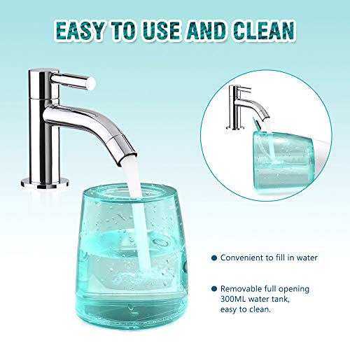 [2019] Best Cordless Water Flosser, Nicefeel 300ML Portable USB Rechargeable Dental Water Flosser Teeth Cleaner, IPX7 Waterproof 3 Modes Oral Irrigator with 4 tips for Home, Travel - Thumbnail 5