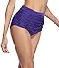 Anfilia Womens High Waisted Bikini Bottom Ruched Solid Swim Shorts