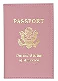 Travel Leather Passport Organizer Holder Card Case Protector Cover Wallet Bag (Light Pink)