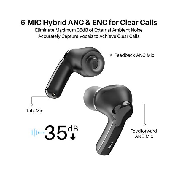 TOZO NC2 Hybrid Active Noise Cancelling Wireless Earbuds, inEar
