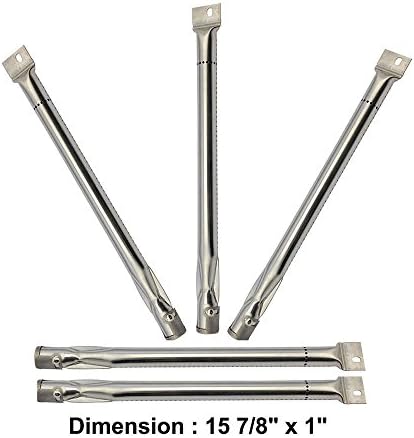14051 (5 pack) Universal Stainless Steel Burner Replacement for BBQ Gas Grill Brinkmann, Charmglow , Charmglo, Uniflame Model Grills (15 7/8" x 1")