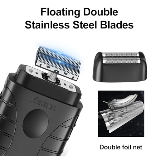 KEMEI Professional Hair Clipper for Men, Cordless T Blade, Complete Hair Cutting Kit with 11 Guides, Fast USB Rechargeable