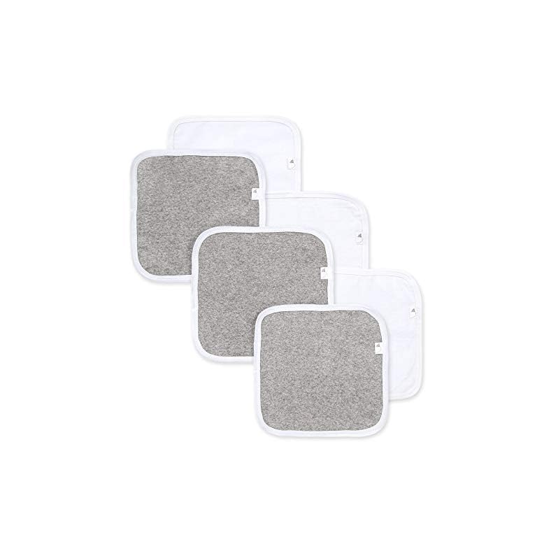 Burt’s Bees Baby Washcloths, Absorbent Knit Terry, Super Soft 100% Organic Cotton Heather Grey