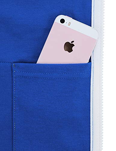 OHOO Mens Slim Fit Sleeveless Lightweight Zip-up Costume Hooded Vest with Single Slide Zipper/DCF052-BLUE/WHITE-M