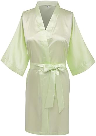 AIEM Women's Kimono Robe,Silk Satin Wedding Robe,Short