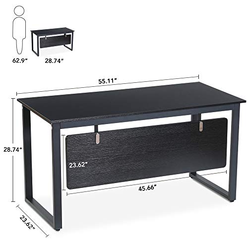 Tribesigns L-Shaped Computer Desk, 55 inch Large Modern Executive Office Desk Business Furniture with File Cabinet and Storage Shelves for Home Office (Black) - Thumbnail 6