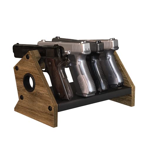 J JACKCUBE DESIGN Rustic Gun Rack for Pistol & Handgun, Wooden Gun