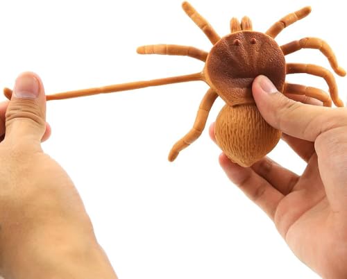 8 Pack 5 inch Realistic Rubber Spider Toy, Black Spiders Toys Set, Super Stretches Material TPR, Smelless Halloween Decoration Party Favors Gag Novelty Practical Jokes for Kids
