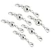 BEADNOVA 6pcs 8mm 10mm 12mm Silver Plated Magic Magnetic Jewelry Clasps Clever Clasps Built-In Safety Magnetic Lock with Lobster Clasp For Jewelry Making (Mixed Size)