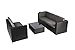 4 Pieces L Shaped Outdoor Furniture Patio Sectional Wicker Rattan Garden Corner Sofa Couch Set, Full, Black