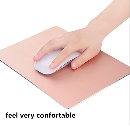 Suriora Gaming Aluminium Mouse Pad,Non-slip Flannel Base Micro Sand Blasting Aluminium Surface Waterproof Ultra Thin, Front and Back Can be Used for Fast Accurate Control-Compatible (Rosegold)