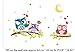 BIBITIME Night Moon Star Sky Wall Sticker Love Family Owls on The Tree Branch Wall Decal for Nursery Bedroom Kids Room Decor,25.19