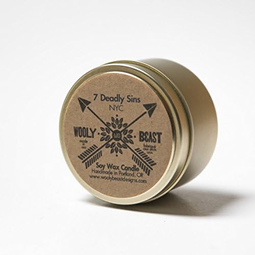 7 DEADLY SINS - 6oz Soy Wax Candle Gold Travel Tin - NYC Collection
