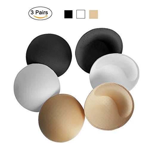 Sport Bra Inserts Breathable Bra Cups 3 Pair 3 Color Black White Beige 6 PCS Round B/C - Thumbnail 7