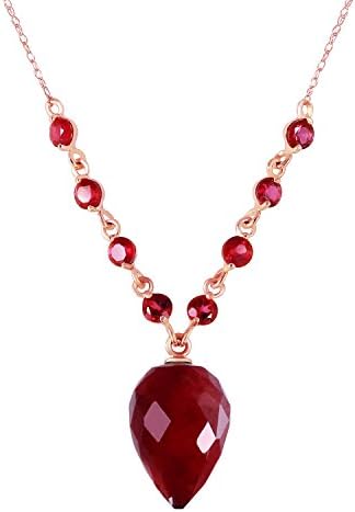 14 Carat 14k Solid Rose Gold Necklace with Natural Pointy Dyed Briolette Drop Ruby