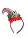 Christmas Headbands - 6 Pack 3 Assorted Designs with White Feather Christmas Tree Elf and Santa Hat - Perfect for Christmas Costume Party