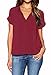LILBETTER Women's Casual Summer Women Blouse Tops Short Sleeve Shirt(Red,Large)