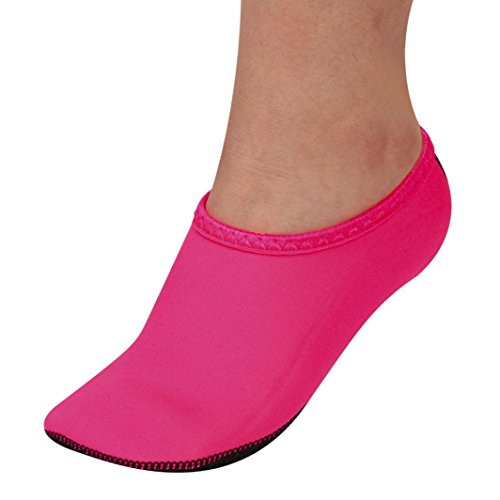 QingFan Men Women Yoga Surf Beach Snorkeling Socks Swimming Diving Socks Swim Shoes (Hot Pink, US:4.5-5)
