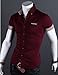 Mens Luxury Casual Slim fit Stylish Dress Short Sleeve Shirt 4Colors 4Size (US L(TAG XXL), red)