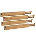 Bamboo Wooden Drawer Dividers | Expandable and Adjustable Kitchen Drawer Organizer |Good for Bedroom, Bathroom, Baby, Desk | Set of 4|