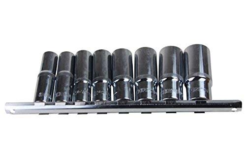 US Pro Bergen 8pc 1/2 Dr 6 Point Deep Sockets 13 - 24mm on Rail