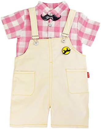 0104 Marchen Rose 半袖yシャツ つなぎ バッジ2点 4点セット 男の子 キッズ 半ズボン 赤ちゃん ベビー 子供服 保育園 幼稚園 可愛い おしゃれ おでかけ 兄弟コーデ リンクコーデ 春 夏 秋 80 90 100 110