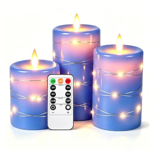 Da Blue LED Flameless Taper Candles 3 Pack