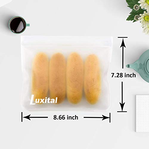 Reusable Sandwich Bags,Luxital 5 Pack Ziplock Storage Bags, EXTRA THICK