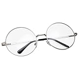 grinderPUNCH - Non-Prescription Round Circle Frame Clear Lens Glasses Medium Silver