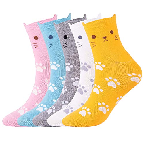 [- Garsumiss Women Funny Cat Socks Cute Girls Cartoon Animal Funny Comfortable Casual Novelty Gift 