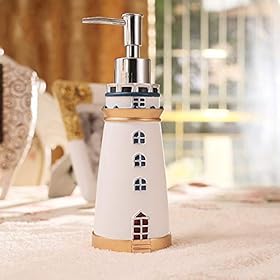 DALAZ Mediterranean Style Cute Lighthouse Decorative Bathroom Accessory Set Liquid Soap Lotion Pump Dispenser Resin… 41NMXMs3YBL. SS280