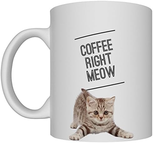 Coffee Right Meow Mug Gift for Cat Lovers 11Ounce White Coffee Mug from Teesware