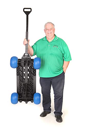 Cooler Cart with on Wheels Ice Chest Box Carrier Wagon Igloo Yeti Coleman Pelican Grizzly Hauler (Blue Wheels)