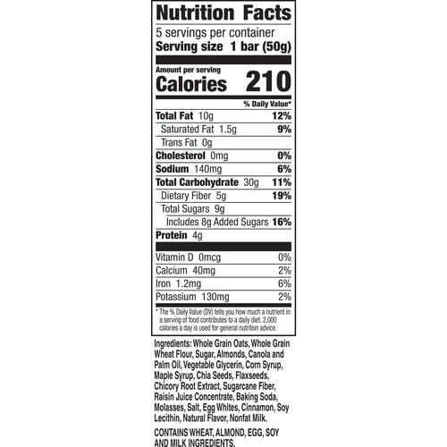 NATURE VALLEY SOFT BAKED BREAKFAST BARS, ALMOND OAT, MORNING SNACKS, 5 BARS, 8.85 OZ