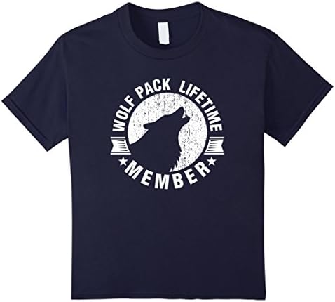 Kids Lifetime Wolf Pack Member Distressed Howling T-shirt 8 Navy