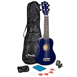 Martin Smith 21 Inch  Soprano Ukulele Starter Kit - Blue, With Tuner, Bag, Plecs, Strap and 2 Months of Lessons