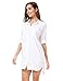 MOQUEEN Womens Button Down Boyfriend Shirt Dress Long Sleeve Basic Blouse Tunic,White,Large